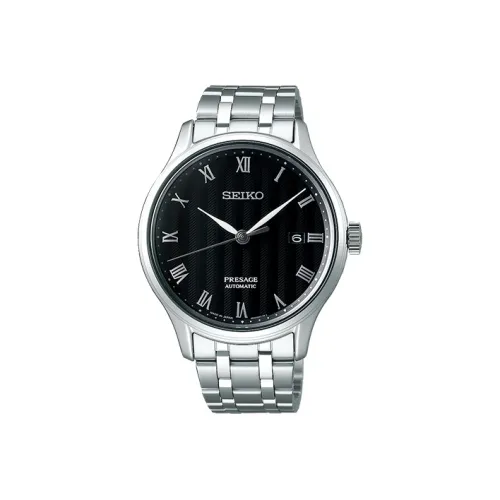 SEIKO Presage Series Автоматический Механический Механизм Нержавеющая Сталь Ремешок Часы Мужские Черный Циферблат