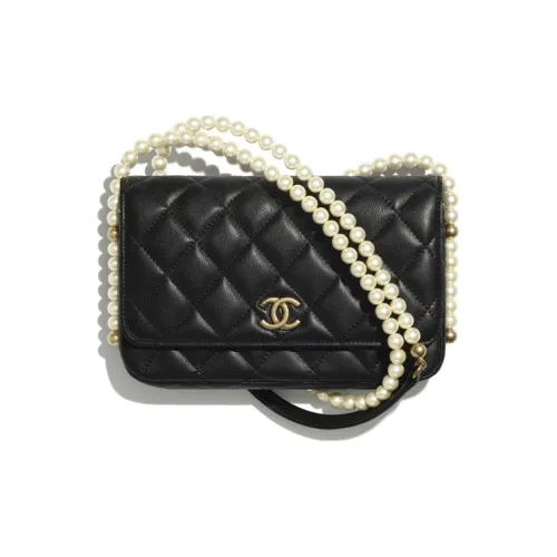 CHANEL WOC Телячья кожа Кошелек Сумка через плечо Женская Черная