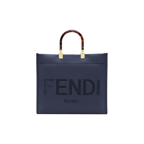 FENDI Sunshine Кожа Сумка через плечо Сумка Средний Женская Темно-синяя