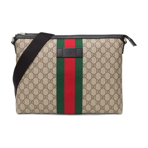 GUCCI Canvas с кожаными вставками курьерская сумка сумка через плечо средний размер мужская