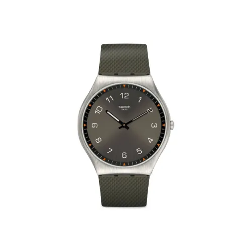 SWATCH Skin Collection Кварцевый механизм Унисекс Часы 45,6 мм Зеленый циферблат Корпус из нержавеющей стали Резиновый ремешок SS07S103