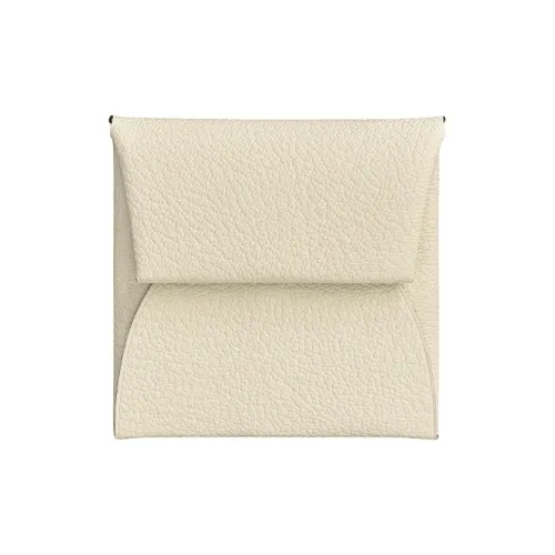 HERMES Bastia Овчина Мелочь Кошелек Картхолдер Женский Кремовый Белый