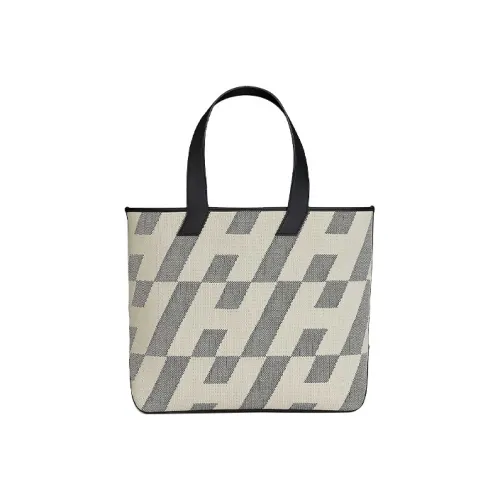 HERMES Cabas MotifSwift Ткань Коровья кожа Сумка Женские Экрю Noir Светло-янтарный Черный