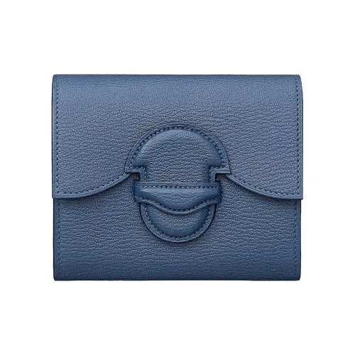 HERMES Mysore Шевро Картхолдер Монетница Кошелек Обычный Женский 7E BleuBrighton Brighton Синий