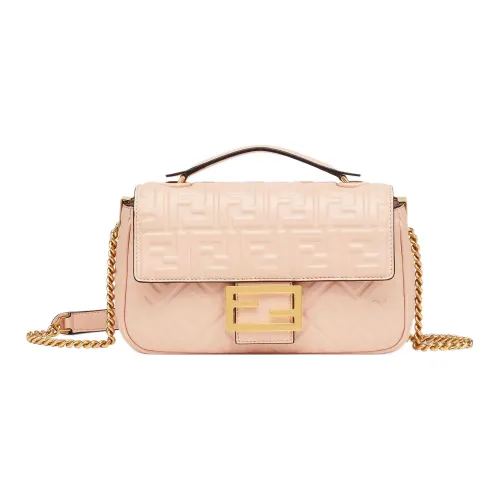 FENDI Baguette Напп Кожа Багет Сумка Портативная Сумка через плечо Сумка через плечо Средняя Женская Светло-розовая