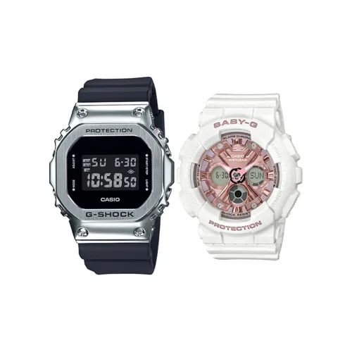 CASIO Парные часы Коллекция GM BA Коллекция Кварцевый механизм Часы Унисекс Черный циферблат GM 5600 1+BA 130 7A1ER