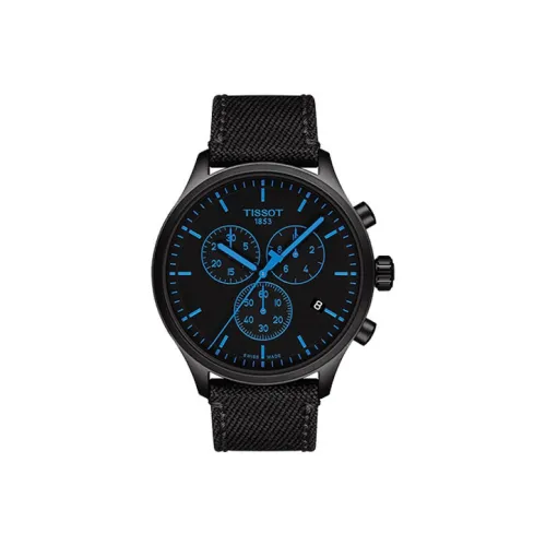 TISSOT Speed Run Series Кварцевый механизм Мужские часы Часы 45 мм Черный циферблат Корпус из нержавеющей стали Резиновый ремешок