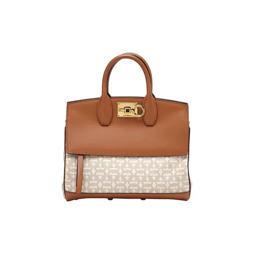 FERRAGAMO Studio Коровья кожа крупнозернистая текстура сумка женская коричневый