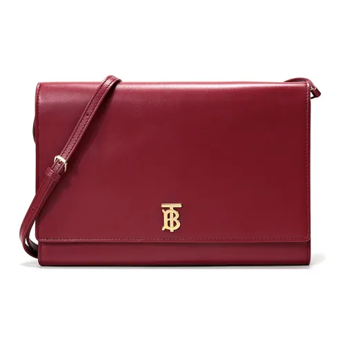 Burberry Кожа Сумка через плечо Женская Малиновая