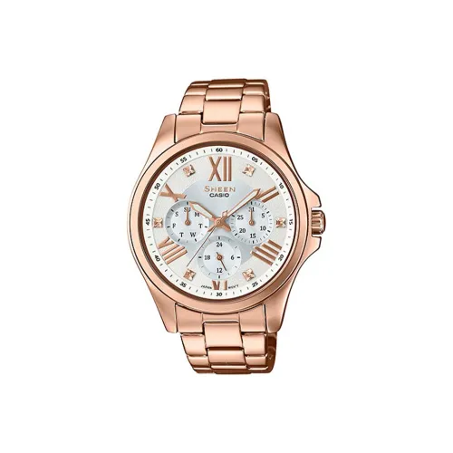 CASIO SHEEN Collection Кварцевый механизм ремешок из нержавеющей стали женские часы золотой циферблат
