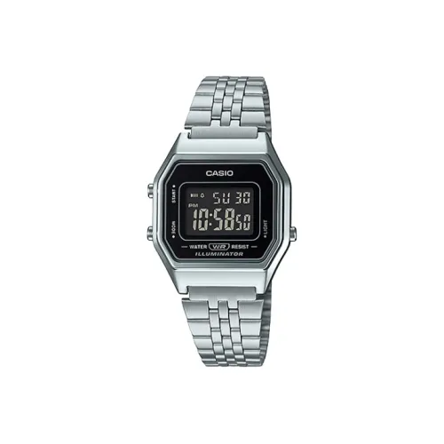CASIO Vintage Collection L Циферблат с цифровым дисплеем Кварцевый механизм Ремешок из нержавеющей стали Часы Мужские Черный циферблат