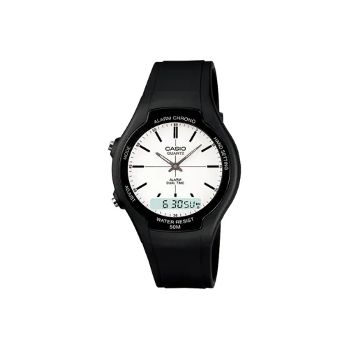 CASIO YOUTH Collection Круглый Analog Collection Кварцевый механизм Смола Ремень Часы Мужские Белый циферблат AW 90H 7E