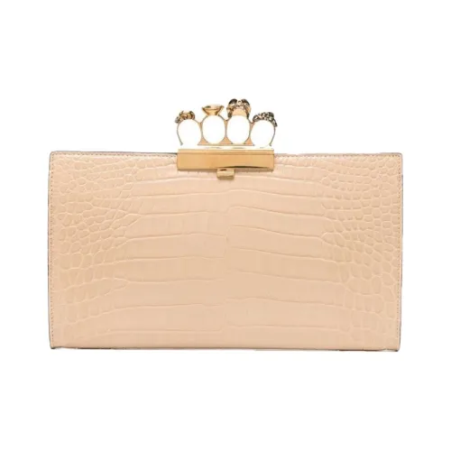 Alexander McQueen Клатч из коровьей кожи женский бежевый