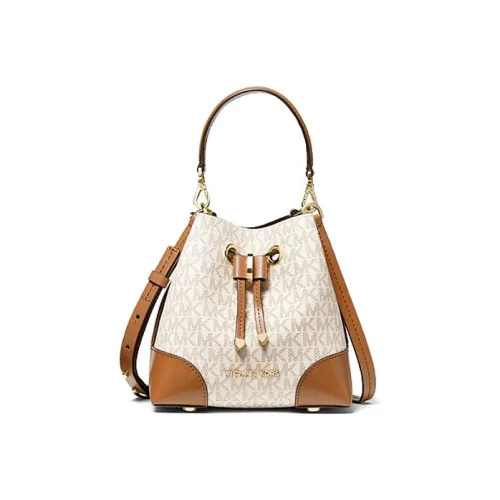 MICHAEL KORS MercerMercer Gallery Ведрообразная Кожа Сумка Мини Женская Бежевая и Коричневая