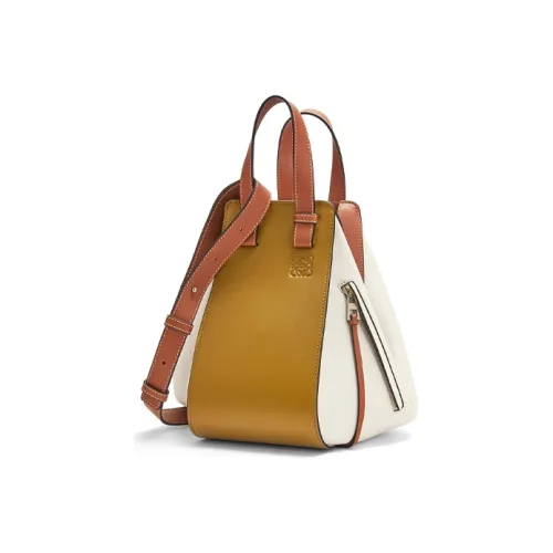 LOEWE Hammock Коровья кожа Сумка Маленькая Женская Белая Имбирно-желтая