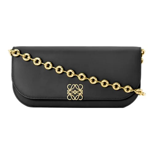 LOEWE Goya Шелковая Телячья Кожа Цепляемая Сумка через Плечо Женская Черная