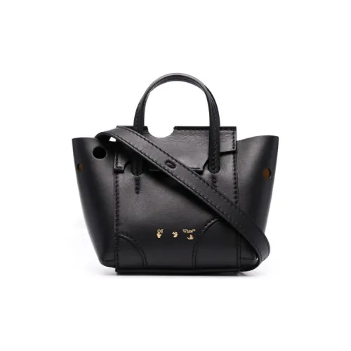 OFF Белый Кожа Тоут Сумка Унисекс Черный