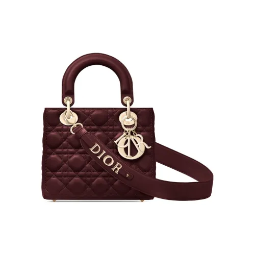 DIOR Lady Dior Sheepskin LADY'S Сумка через плечо Одно плечо Крестовая сумка Клатч Маленький Женский Fuchsia