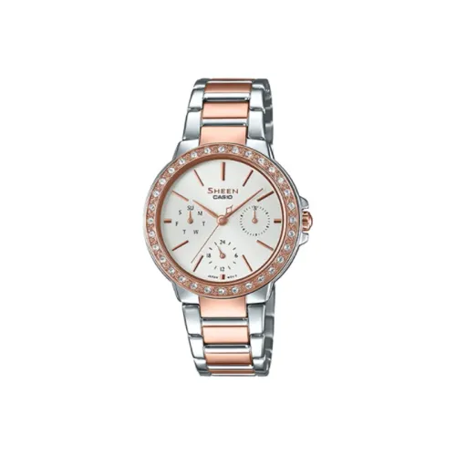 CASIO SHEEN Кварцевый механизм нержавеющая сталь ремешок женские часы серебристый циферблат