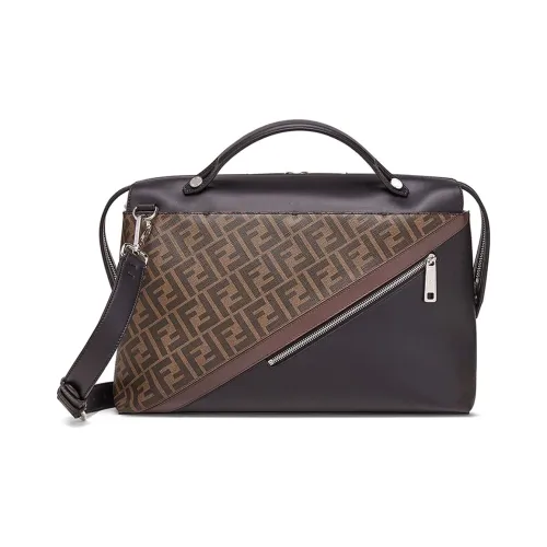 FENDI Покрытый холст с кожаными вставками одно плечо сумка-тоут мужской коричневый