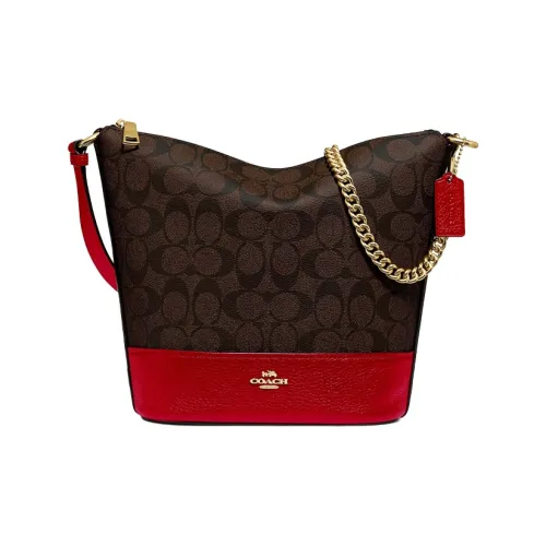 COACH Paxton Монограмма Холст и Кожаная Сумка через плечо Маленькая Женская Коричневая Красная