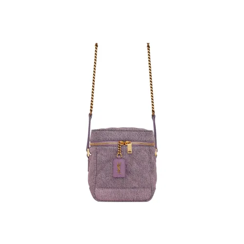 SAINT LAURENT YSL Кожа Хлопок Коробка Сумка через плечо Женская Фиолетовая