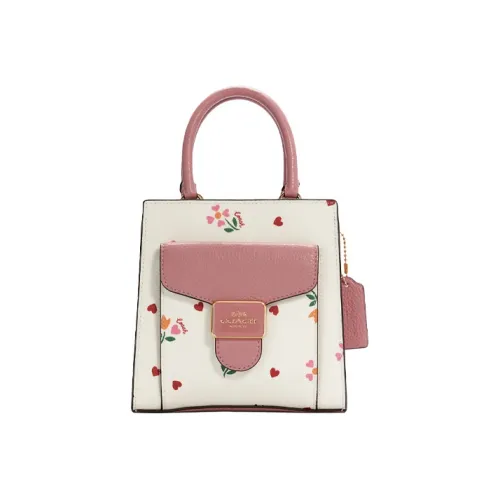COACH Перец Холст с кожей Сумка Сумка через плечо Сумка через плечо Мини Женская Белая и Розовая