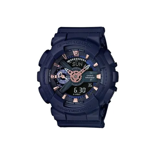 CASIO SHOCK Кварцевый механизм Смольный ремешок Часы Женские Черный циферблат GMA S110CM 2A