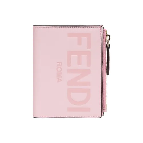 FENDI Телячья кожа Двойной складной кошелек кошелек среднего размера женский розовый конфетный
