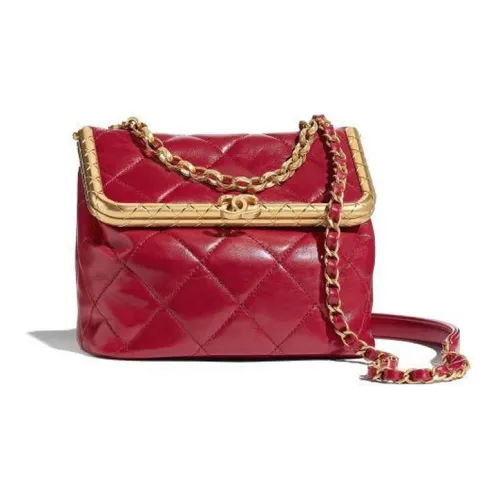 CHANEL Овчина Сумка Box Сумка Сумка через плечо Сумка через плечо Женская Золотая Отделка Красная