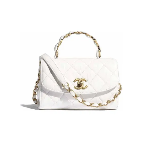 CHANEL Coco Handle Овечья кожа Одно плечо Сумка Мини Женская Белая