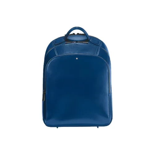 MONTBLANC Блестящий кожаный рюкзак маленький мужской синий