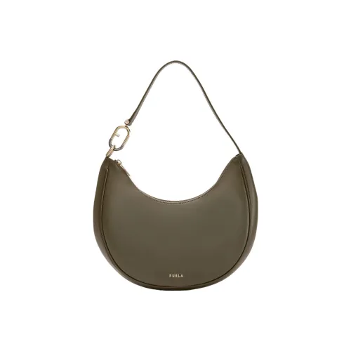 Furla Primavera Телячья кожа с кожаными вставками Полумесяц Сумка через плечо Женская Шалфейно-зеленый