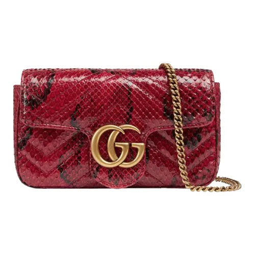 GUCCI Marmont Quilted Змеиная кожа цепочка сумка через плечо сумка на плечо экстра мини женский красный