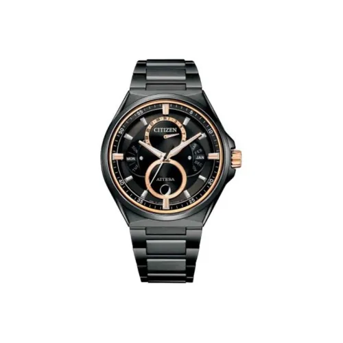 CITIZEN Attesa Collection Кварцевый механизм Титан Ремешок Часы Мужские Черный циферблат BU0065 64E
