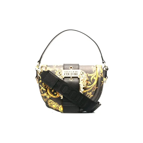 VERSACE JEANS COUTURE ПУ (полиуретан) Волокно Седло Сумка Круглая Сумка через плечо Мини Женская Черная