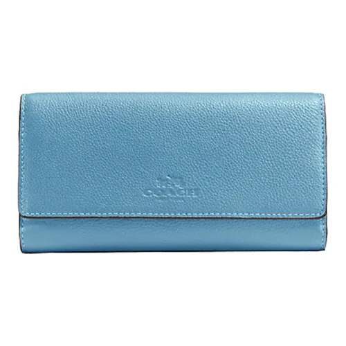 COACH Trifold Wallet кожаный кошелек женский светло-синий