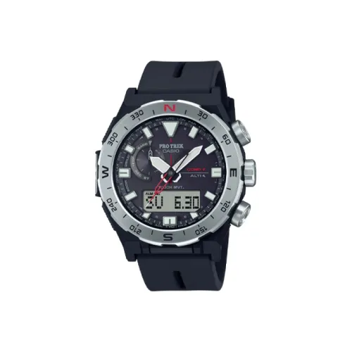 CASIO PRO TREK Collection Кварцевый механизм Силиконовый ремешок Часы Мужские Черный циферблат PRW 6800 1JF Человек