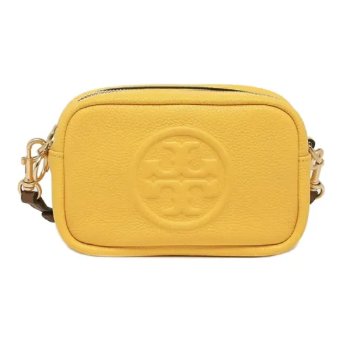 TORY BURCH Perry Коровья кожа Через плечо Маленькая квадратная сумка Camera Сумка Мини Женская Желтая