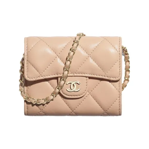 CHANEL Classic Flap CF Овчина Металл Вечерняя сумка Кошелек Сумка с цепочкой Сумка через плечо Женская Светло-розовая