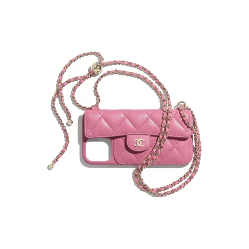 CHANEL Чехол для телефона из овчины и металла унисекс розовый