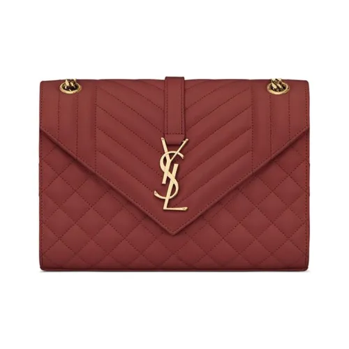 SAINT LAURENT Конверт из кожи цепочка сумка через плечо сумка женская темно-красный