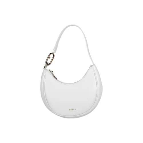 Furla Primavera Мягкий Роман Телячья кожа С кожаными вставками Сумка на плечо Сумка-полумесяц Сумка на плечо Маленький Women's White