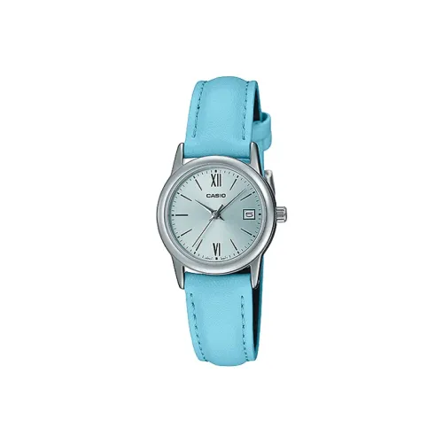 CASIO Standard Series Кварцевый механизм Кожаный ремешок Часы Женские Серебристый циферблат