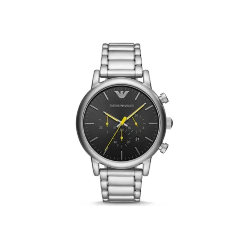 EMPORIO ARMANI LUIGI Коллекция Наручные часы Кварцевый механизм Ремешок из нержавеющей стали 44 мм Черный циферблат