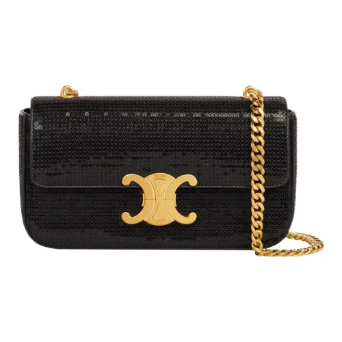 CELINE Triomphe Телячья кожа Сумка через плечо Сумка Сумка через плечо Женская Черная