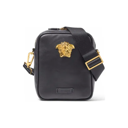 VERSACE La Medusa Коровья кожа Сумка через плечо Маленькая Мужская Черная