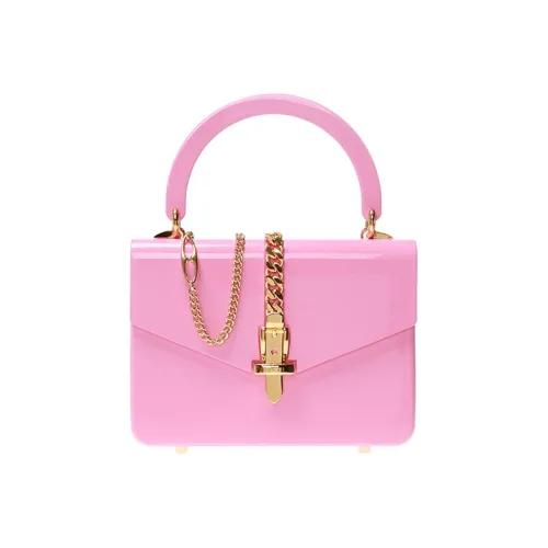 GUCCI Sylvie 1969 Оргстекло Коробка Сумка Цепь Сумка через плечо Сумка Женская Розовая