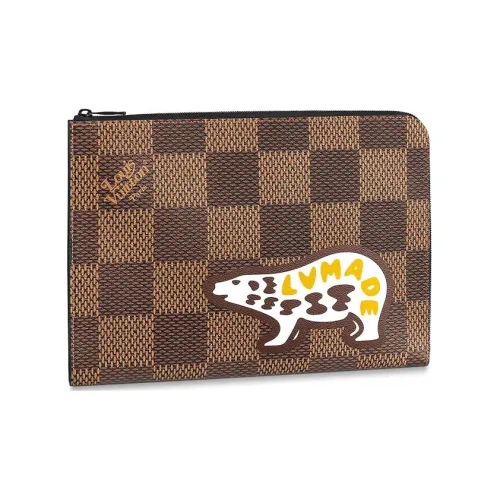 LOUIS VUITTON Коллаборация с Nigo Клатч из покрытого холста большой унисекс коричневый