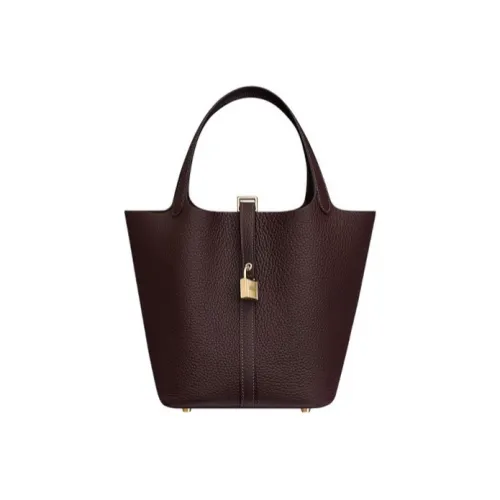 HERMES Picotin Lock Clemence Bullock Кожа Корзина Сумка Ведрообразная Сумка Женская Сумка 0G Руж Sellier Седло Красный